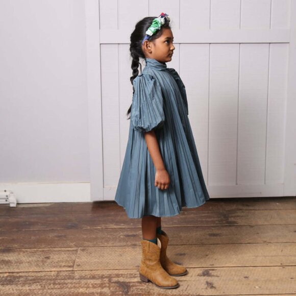 Tia Cibani Harriet Pleated Frock Dress - Hunter Green size 7/8 - Picture 2 of 8